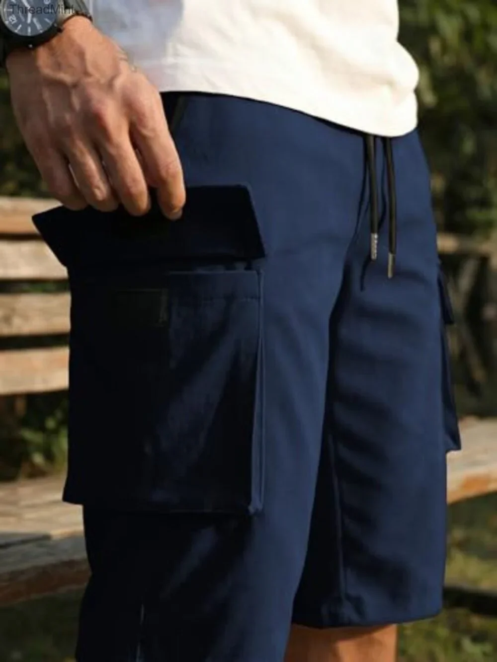 Men's 3/4 Length Cargo Shorts with Zipper Pockets